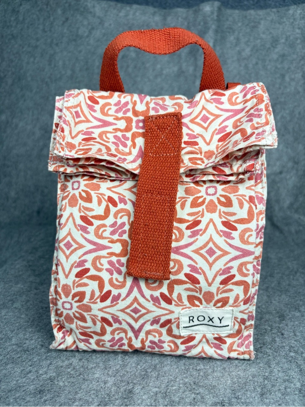 Roxy Insulated Lunch Bag Orange Pink Floral Y2K Tote